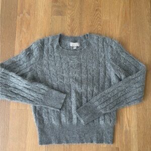 J. Crew brushed (fuzzy ) cashmere  Gray Cable Knit Sweater